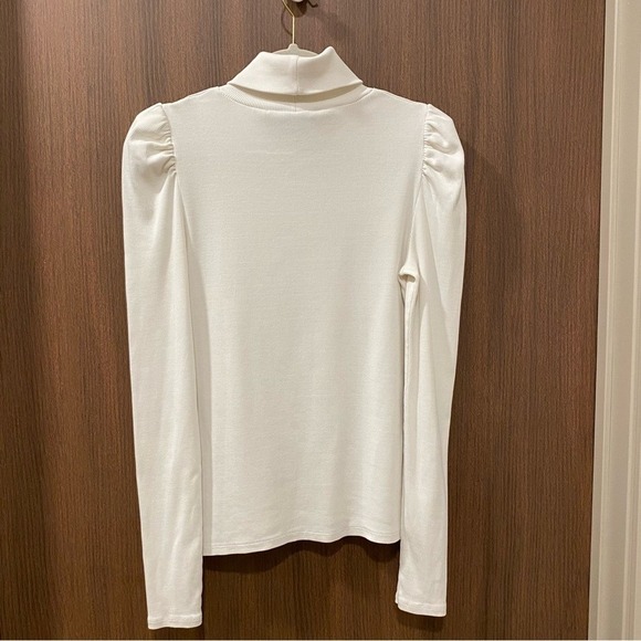 VERONICA BEARD $178 White Cedar Turtleneck Small Pima Cotton Ribbed Puff Sleeve - Picture 5 of 7